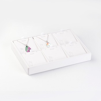Wooden Necklaces Presentation Boxes, Covered with PU Leather, White, 18x25x3.2cm
