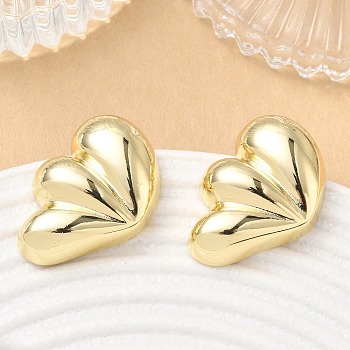 Brass Stud Earrings for Women, Fan, Golden, 29x19.5mm