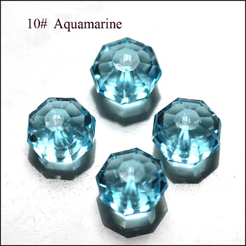 Imitation Austrian Crystal Beads, Grade AAA, Faceted, Octagon, Deep Sky Blue, 6x4mm, Hole: 0.7~0.9mm
