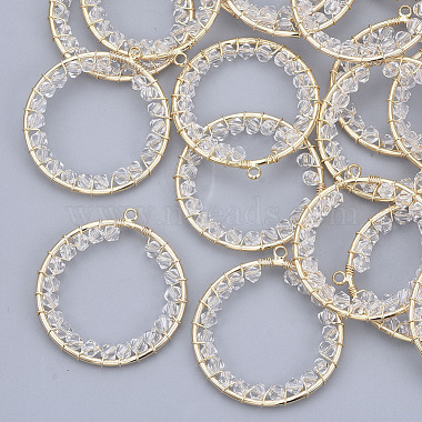 Real 18K Gold Plated Clear Ring Brass+Glass Pendants