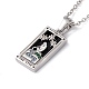 Brass The Star Rectangle Tarot Card Pendant Necklace with Cubic Zirconia(NJEW-G095-07P)-1