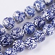 Perles en porcelaine bleue et blanche manuelles(PORC-G002-12)-1