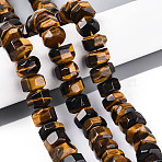 Natural Tiger Eye Beads Strands, Faceted Rondelle, 12~16x12~16x7~12mm, Hole: 0.9~1.2mm, about 39~44pcs/strand, 15.16~15.75 inch(38.5~40cm)(G-N347-17A-02)