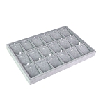 18-slot Velvet Pendant Organizer Holder, Jewelry Tray for Pendant Storage, Rectangle, Gray, 240x350x30mm(PW-WG64371-12)