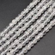 Electroplate Crackle Glass Round Bead Strands, Half Rainbow Plated, Clear, 8mm, Hole: 1mm, about 50pcs/strand, 15.7 inch(X-EGLA-J067-8mm-HR06)