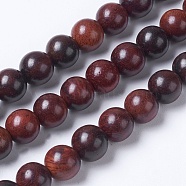 Natural Burmese Rosewood Beads Strands, Round, Coconut Brown, 6mm, Hole: 1mm, about 63pcs/strand, 15.5 inch(39.5cm)(WOOD-J001-03-6mm)