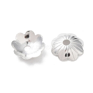 Brass Bead Caps, Cadmium Free & Lead Free, Flower, 925 Sterling Silver Plated, 8x8x2mm, Hole: 1.6mm(KK-R149-14A-S)