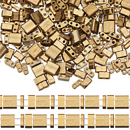 600Pcs 3 Style Glass Seed Beads, Metallic Colours, 2-Hole, Rectangle, Golden Plated, 4.5~5.5x2~5.5x1~2.5mm, Hole: 0.5~0.8mm(SEED-CN0001-38)