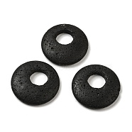 Natural Lava Rock Pendants, Donut/Pi Disc Charms, 32~33x4.5~5.5mm(G-T122-76R)