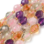 Natural Amethyst & Rose Quartz & Prehnite & Citrine Beads Strands, Faceted, Oval, with Seed Beads, 8~9x6~8mm, Hole: 1~1.2mm, about 17~19pcs/strand, 7.09~7.87 inch(18~20cm)(G-N342-53)