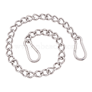 304 Stainless Steel Bearing Chain, with Carabiner, Stainless Steel Color, 75.5cm, link: 28x20x6mm, swivel clasps: 70x35x7mm(STAS-WH0023-15)