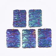 Electroplated Natural Dragon Blood Jasper Pendants, Rainbow Plated, Rectangle, Colorful, 47x32~33x7~7.5mm, Hole: 1.2mm(G-S329-030)