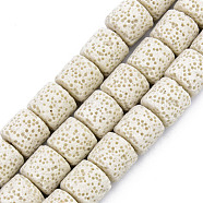 Synthetic Lava Rock Beads Strands, Dyed, Column, Beige, 10x10mm, Hole: 2mm, about 39pcs/strand, 15.35 inch(39cm)(G-S359-171M)