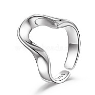 Rhodium Plated 925 Sterling Silver Cuff Rings, Open Rings, Finger Rings, Platinum, Size 7, 17mm(JR794A)