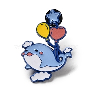 Blue Whale Enamel Pins, Alloy Brooch for Backpack Clothes, Balloon, 44x30.5x1.7mm(JEWB-D021-01A)