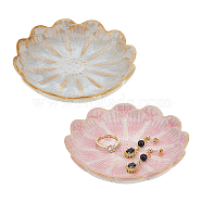 2Pcs 2 Colors Porcelain Jewelry Dish, Ring Holder Dish, Flambed Glazed Lotus Shape Jewelry Organizer Tray, Trinket Jewelry Holder Home Decor for Earrings, Necklace, Mixed Color, 114x22mm, Inner Diameter: 83.5mm, 1pc/color(AJEW-NB0005-25B)