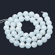 Natural Aquamarine Beads Strands, Round, 6mm, Hole: 0.5mm, about 67pcs/strand(G-N0319-D-01)