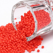 11/0 Grade A Round Glass Seed Beads, Baking Paint, Salmon, 2.3x1.5mm, Hole: 1mm, about 48500pcs/pound(SEED-N001-A-1068)