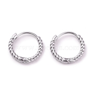 304 Stainless Steel Twist Rope Shape Hoop Earrings for Women, Stainless Steel Color, 13.5x14x2mm, Pin: 0.8mm(EJEW-I278-01B-P)