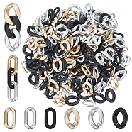 300Pcs 6 Style Spray Painted CCB Plastic Linking Rings, Quick Link Connectors, For Jewelry Chains Making, Oval & Twist, Mixed Color, 20~23x11~16x5.5mm, Inner Diameter: 4~6x13~14mm, 50pcs/style(CCB-HY0001-07)