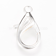 Alloy Lobster Claw Clasps, Silver Color Plated, 29.5~30x14x5.5mm, Hole: 4mm(X-KK-S303-03)