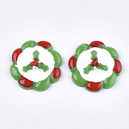 Resin Cabochons, Christmas Flower, Lime Green, 25.5x6mm(CRES-T013-19)