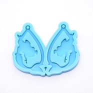 Teardrop with Lady Silicone Statue Pendant Molds, Resin Casting Molds, For UV Resin, Epoxy Resin Jewelry Making, Blue, 41x50x5mm(DIY-WH0175-53)