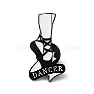 Creative Dancing Theme Enamel Pin, Electrophoresis Black Alloy Word Dancer Brooch for Backpack Clothes, White, Shoes Pattern, 30x16x1.3mm(JEWB-G017-02EB-02)