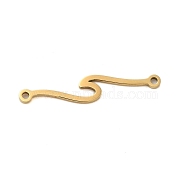 304 Stainless Steel Wave Links Connector Charms, Real 18K Gold Plated, 25.5x4.5x1mm, Hole: 1mm(STAS-S123-03G-05)