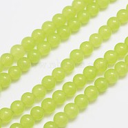 Natural & Dyed Malaysia Jade Bead Strands, Imitation Peridot, Round, Yellow Green, 6mm, Hole: 0.8mm, about 64pcs/strand, 15 inch(X-G-A146-6mm-A27)
