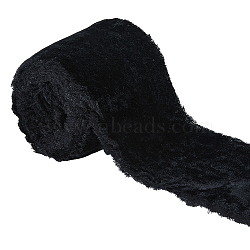 3 Yards Single Face Velvet Ribbon, Raw Edge Ribbon for Gift Packing, Party Decoration, Black, 3 inch(75mm)(SENE-WH0003-15C)