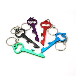 Aluminum Alloy Bottle Openners, with Iron Rings, Mixed Color, 122mm(AJEW-G001-14)