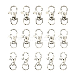 Alloy Swivel Lobster Claw Clasps, Swivel Snap Hook, Fine Jewelry Findings, Cadmium Free & Lead Free, Platinum, 37x17x5.5mm, Hole: 6x9mm(FIND-YW0004-26C)