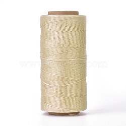 Waxed Polyester Cord, Micro Macrame Cord, Waxed Sewing Thread, Flat, Cornsilk, 0.8mm, about 284.33 yards(260m)/roll(YC-I003-A31)