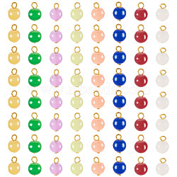 Glass Round Pendants, with Iron Findings, Golden, Mixed Color, 12mm, Hole: 2.5mm, about 150pcs/set(PALLOY-TADJ00001-02)