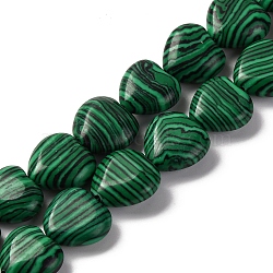 Synthetic Malachite Beads Strands, Heart, 11.5~12x11.5~12x5~5.5mm, Hole: 1mm, about 33pcs/strand, 15.16''(38.5cm)(G-I372-A16-01)