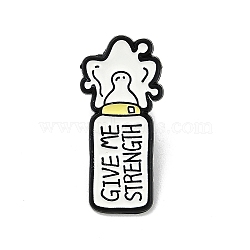 Cute Cow Theme Give Me Strength Enamel Pins, Alloy Brooch for Backpack Clothes, White, Milk Bottle, 31x14.5mm(JEWB-R001-07EB-03)