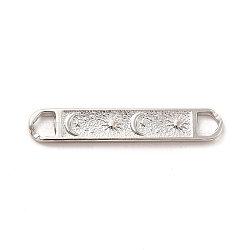 304 Stainless Steel Connector Charms, Rectangle Links with Moon & Star, Stainless Steel Color, 7x42x3mm, Hole: 4x5mm(STAS-F282-12P)
