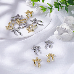 12Pcs 2 Colors Rack Plating Alloy Pendants, Bowknot Charms, Platinum & Golden, 24.5x15.5x4mm, Hole: 1.6mm, 6pcs/color(FIND-LP0005-03)
