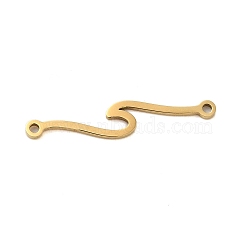 304 Stainless Steel Wave Links Connector Charms, Real 18K Gold Plated, 25.5x4.5x1mm, Hole: 1mm(STAS-S123-03G-05)