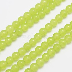 Natural & Dyed Malaysia Jade Bead Strands, Imitation Peridot, Round, Yellow Green, 6mm, Hole: 0.8mm, about 64pcs/strand, 15 inch(X-G-A146-6mm-A27)