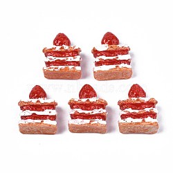 Opaque Resin Decoden Cabochons, Play Food, Imitation Food, Strawberry Millefeuille, Red, 24x20x10mm(X-CRES-S307-017)