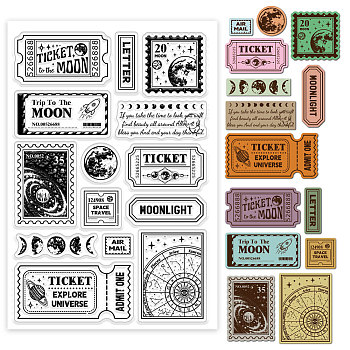 Custom PVC Plastic Clear Stamps, for DIY Scrapbooking, Photo Album Decorative, Cards Making, Moon, 160x110x3mm