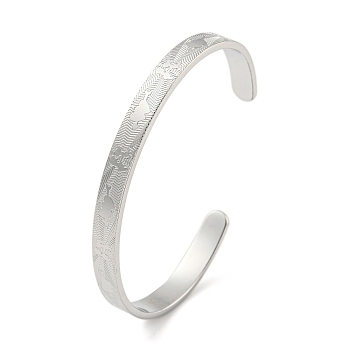 Titanium Steel Open Cuff Bangles for Women, Heart, 1/4 inch(0.6cm), Inner Diameter: 1-7/8x2-1/2 inch(4.8x6.3cm)