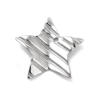 201 Stainless Steel Pendants, Star Charm, Stainless Steel Color, 18x18.5x1mm, Hole: 1.2mm