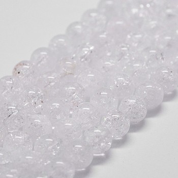 Natural Crackle Quartz Beads Strands, Round, 6mm, Hole: 1mm, about 66pcs/strand, 14.9 inch~15.1 inch
