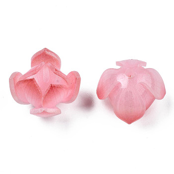 Plastic Beads, Flower, Pink, 13x16~18.5x16~18.5mm, Hole: 1.4mm