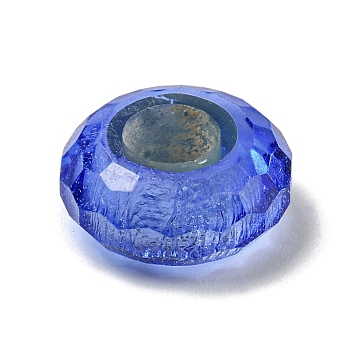 Glass European Beads, Large Hole Beads, Wheel, Faceted, Cornflower Blue, 14.5x6.4mm, Hole: 5.7mm