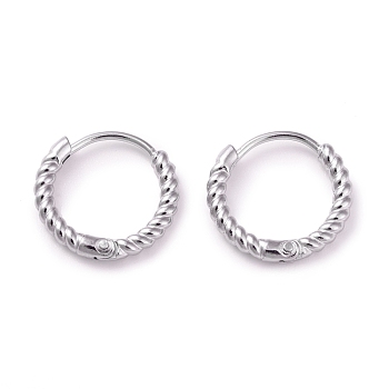 304 Stainless Steel Twist Rope Shape Hoop Earrings for Women, Stainless Steel Color, 13.5x14x2mm, Pin: 0.8mm
