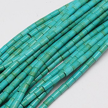 Synthetic Turquoise Beads Strands, Dyed, Column, Light Sea Green, 8~9x5mm, Hole: 1mm, about 46pcs/strand, 15.2 inch